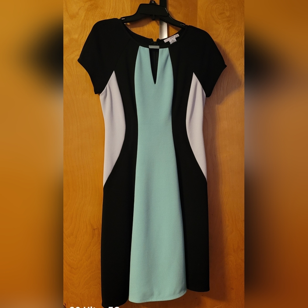 Womens dress. Size 8. Black, white and teal.
